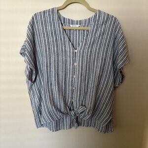 Time and Tru Cropped Top Women Large Stripped